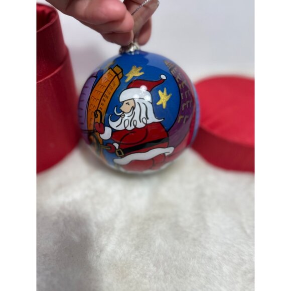 Pier 1 Imports Hand-Painted Li Bien Glass Christmas Ornament With Santa & Reinde - Picture 3 of 7